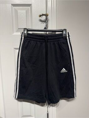 Adidas, black and white striped shorts